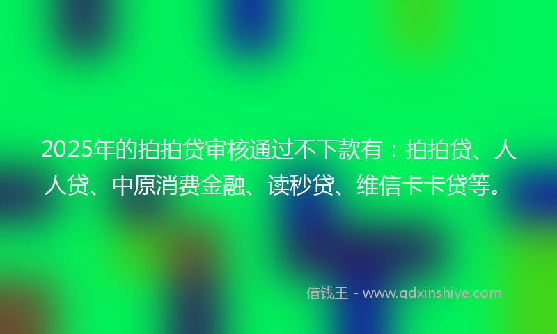 2025年的拍拍贷审核通过不下款有：拍拍贷、人人贷、中原消费金融、读秒贷、维信卡卡贷等。