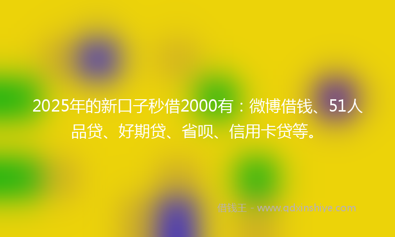 2025年的新口子秒借2000有：微博借钱、51人品贷、好期贷、省呗、信用卡贷等。