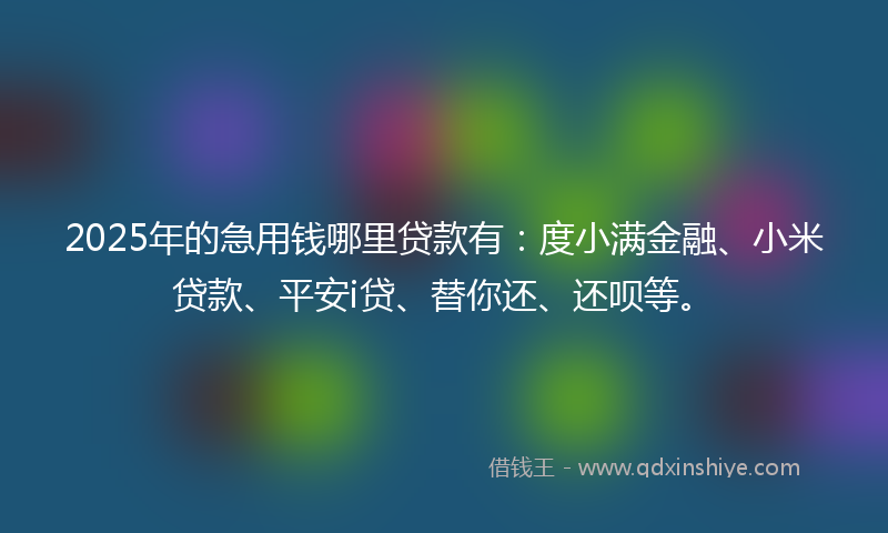 2025年的急用钱哪里贷款有：度小满金融、小米贷款、平安i贷、替你还、还呗等。