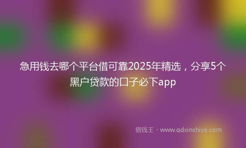 急用钱去哪个平台借可靠2025年精选，分享5个黑户贷款的口子必下app