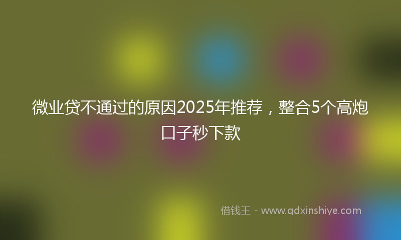 微业贷不通过的原因2025年推荐，整合5个高炮口子秒下款