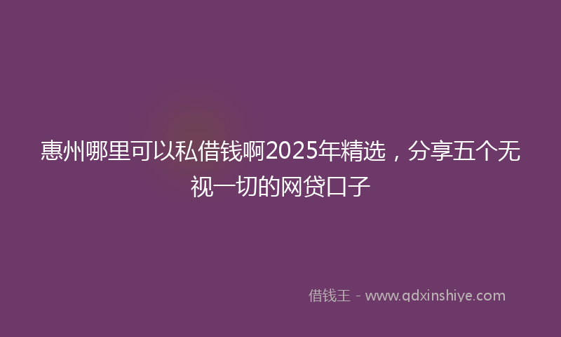 惠州哪里可以私借钱啊2025年精选，分享五个无视一切的网贷口子