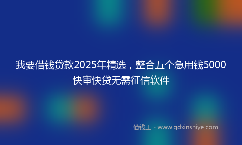 我要借钱贷款2025年精选，整合五个急用钱5000快审快贷无需征信软件