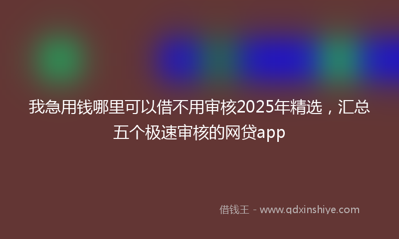 我急用钱哪里可以借不用审核2025年精选，汇总五个极速审核的网贷app