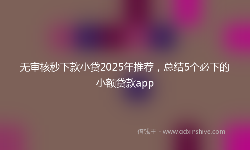 无审核秒下款小贷2025年推荐，总结5个必下的小额贷款app