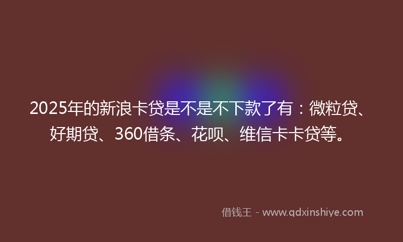 2025年的新浪卡贷是不是不下款了有：微粒贷、好期贷、360借条、花呗、维信卡卡贷等。