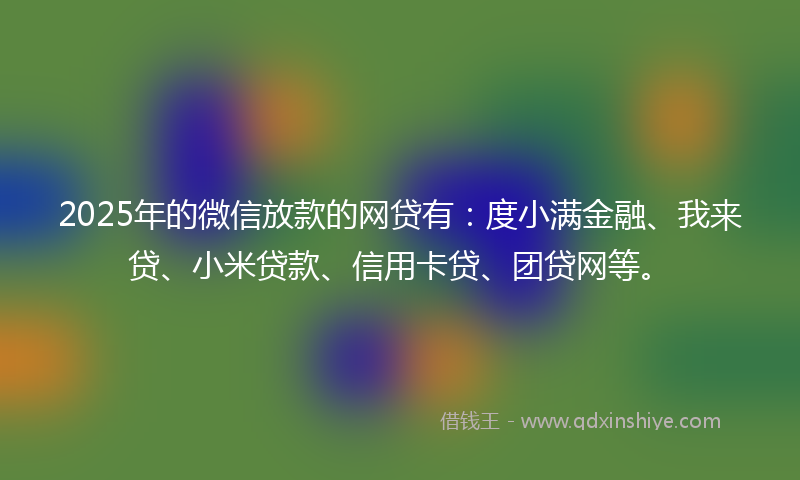 2025年的微信放款的网贷有：度小满金融、我来贷、小米贷款、信用卡贷、团贷网等。