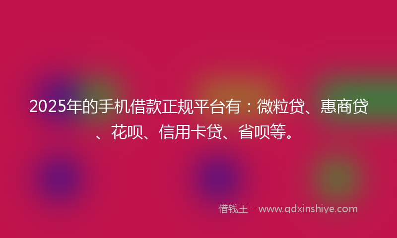 2025年的手机借款正规平台有：微粒贷、惠商贷、花呗、信用卡贷、省呗等。