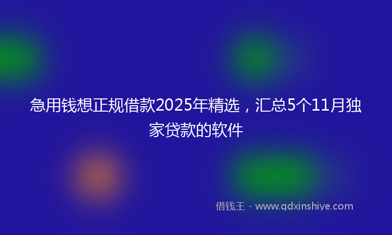 急用钱想正规借款2025年精选，汇总5个11月独家贷款的软件