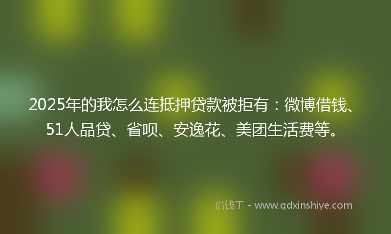 2025年的我怎么连抵押贷款被拒有：微博借钱、51人品贷、省呗、安逸花、美团生活费等。