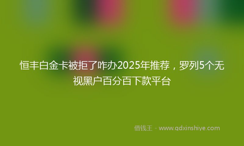 恒丰白金卡被拒了咋办2025年推荐，罗列5个无视黑户百分百下款平台