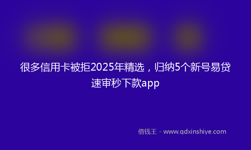 很多信用卡被拒2025年精选，归纳5个新号易贷速审秒下款app