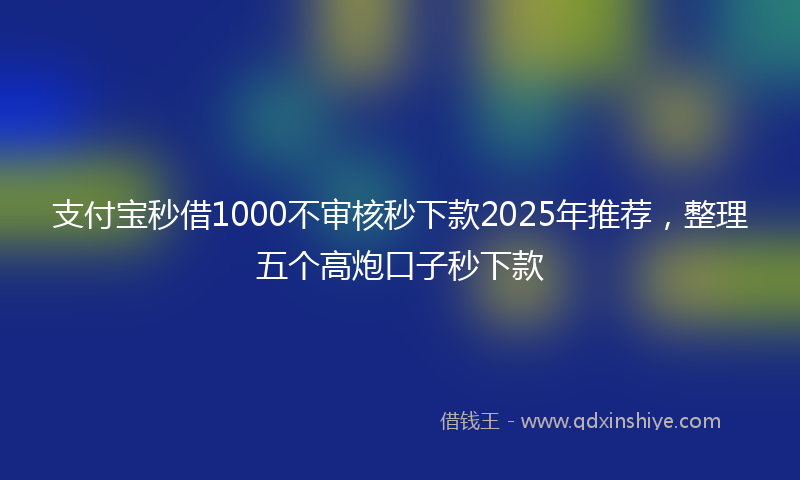 支付宝秒借1000不审核秒下款2025年推荐，整理五个高炮口子秒下款