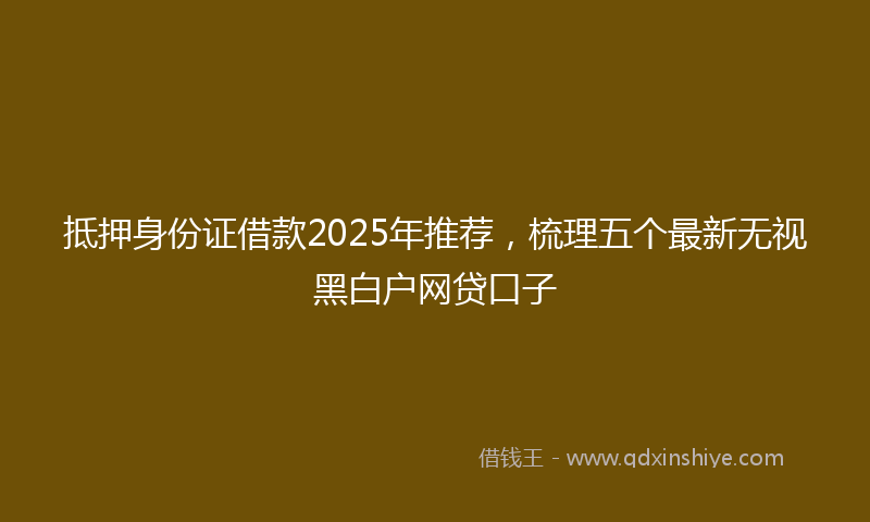 抵押身份证借款2025年推荐，梳理五个最新无视黑白户网贷口子