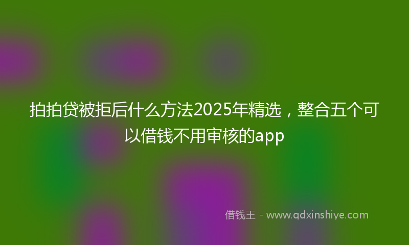拍拍贷被拒后什么方法2025年精选，整合五个可以借钱不用审核的app