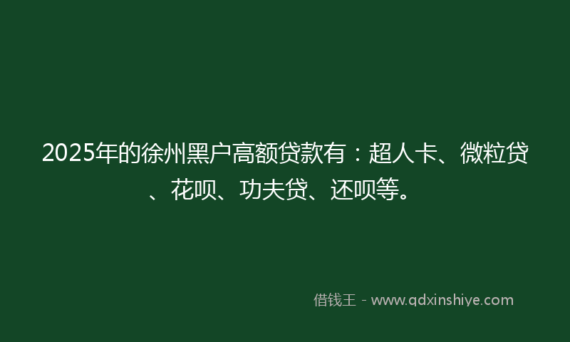 2025年的徐州黑户高额贷款有：超人卡、微粒贷、花呗、功夫贷、还呗等。