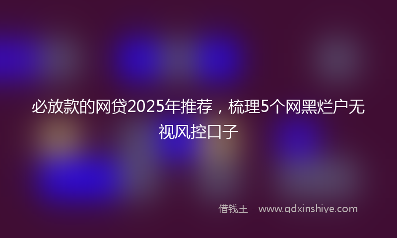 必放款的网贷2025年推荐，梳理5个网黑烂户无视风控口子