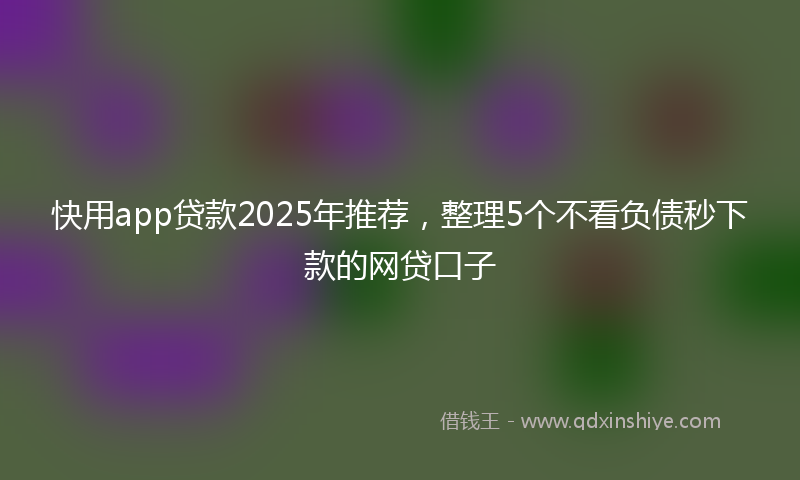 快用app贷款2025年推荐，整理5个不看负债秒下款的网贷口子