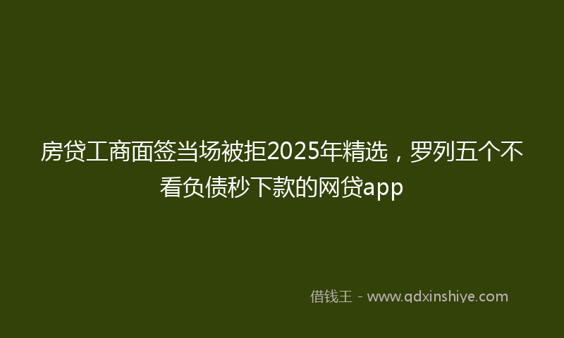 房贷工商面签当场被拒2025年精选，罗列五个不看负债秒下款的网贷app