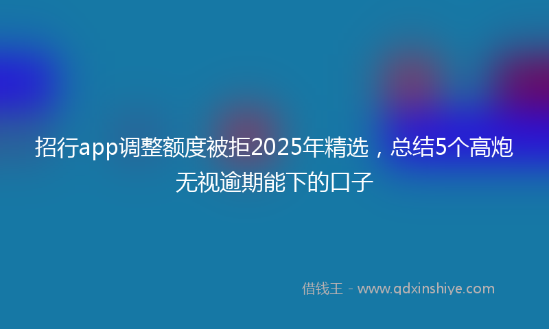 招行app调整额度被拒2025年精选，总结5个高炮无视逾期能下的口子
