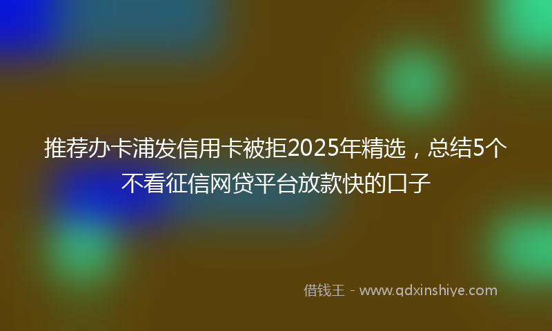 推荐办卡浦发信用卡被拒2025年精选，总结5个不看征信网贷平台放款快的口子