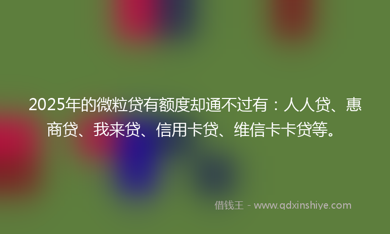 2025年的微粒贷有额度却通不过有：人人贷、惠商贷、我来贷、信用卡贷、维信卡卡贷等。