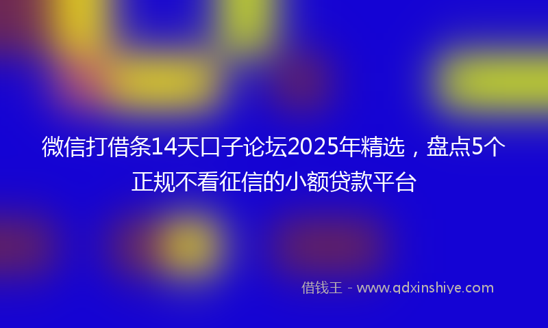 微信打借条14天口子论坛2025年精选，盘点5个正规不看征信的小额贷款平台