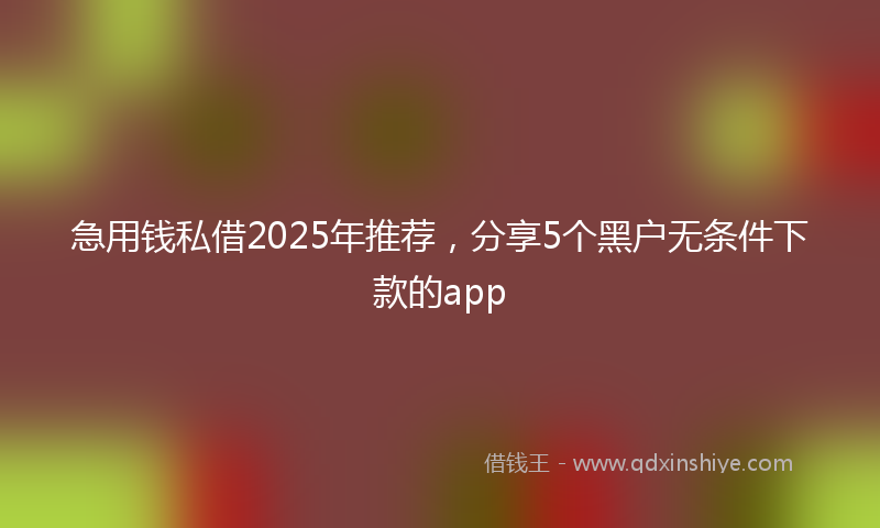 急用钱私借2025年推荐，分享5个黑户无条件下款的app
