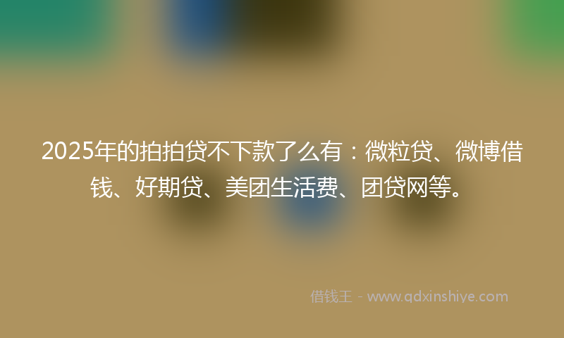 2025年的拍拍贷不下款了么有：微粒贷、微博借钱、好期贷、美团生活费、团贷网等。