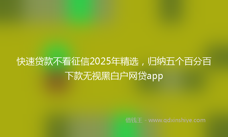 快速贷款不看征信2025年精选，归纳五个百分百下款无视黑白户网贷app