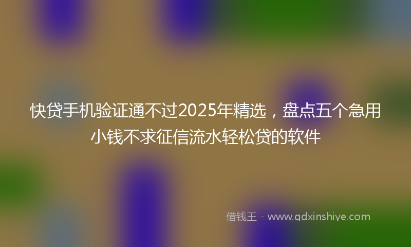 快贷手机验证通不过2025年精选，盘点五个急用小钱不求征信流水轻松贷的软件