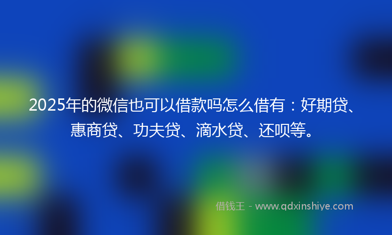 2025年的微信也可以借款吗怎么借有：好期贷、惠商贷、功夫贷、滴水贷、还呗等。