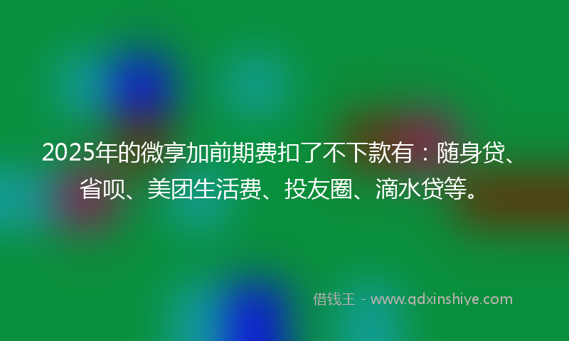 2025年的微享加前期费扣了不下款有：随身贷、省呗、美团生活费、投友圈、滴水贷等。