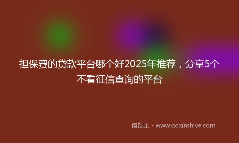 担保费的贷款平台哪个好2025年推荐，分享5个不看征信查询的平台