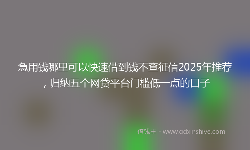 急用钱哪里可以快速借到钱不查征信2025年推荐，归纳五个网贷平台门槛低一点的口子
