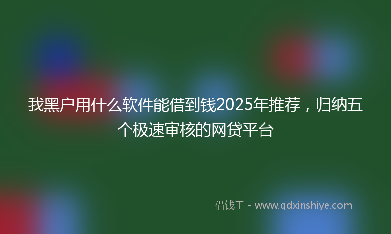 我黑户用什么软件能借到钱2025年推荐，归纳五个极速审核的网贷平台