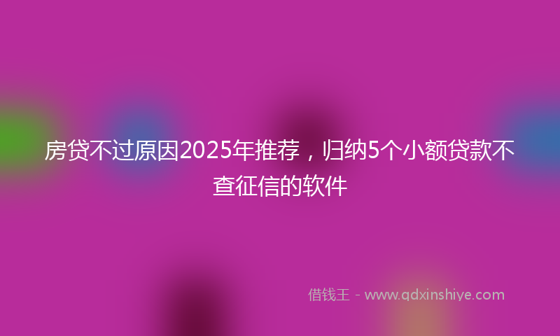 房贷不过原因2025年推荐，归纳5个小额贷款不查征信的软件