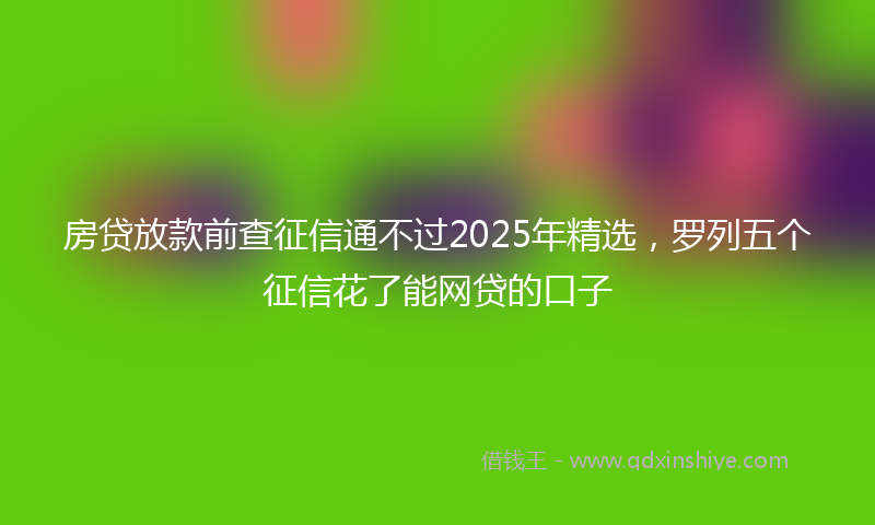 房贷放款前查征信通不过2025年精选，罗列五个征信花了能网贷的口子