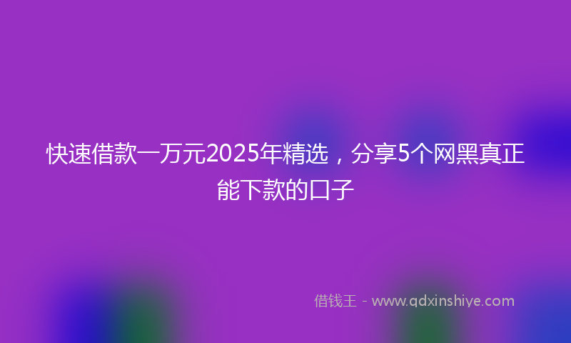 快速借款一万元2025年精选，分享5个网黑真正能下款的口子