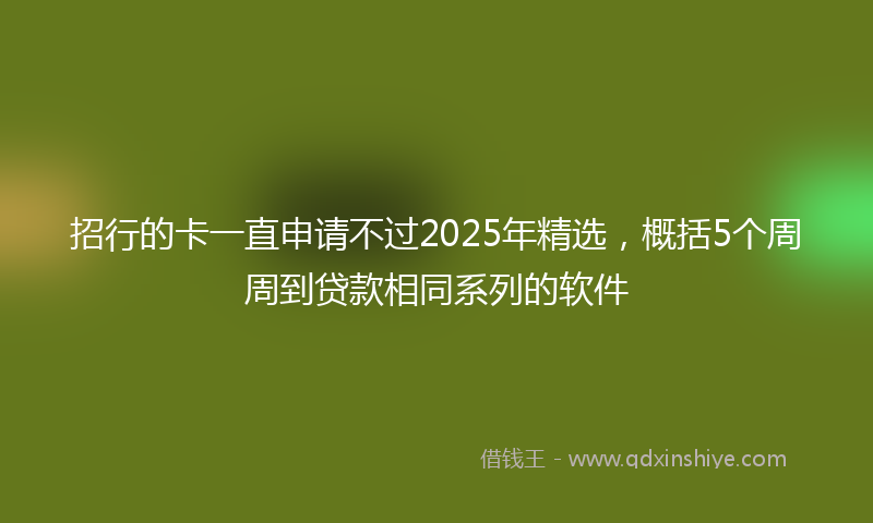 招行的卡一直申请不过2025年精选，概括5个周周到贷款相同系列的软件