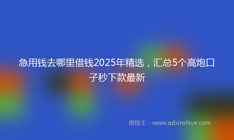 急用钱去哪里借钱2025年精选，汇总5个高炮口子秒下款最新
