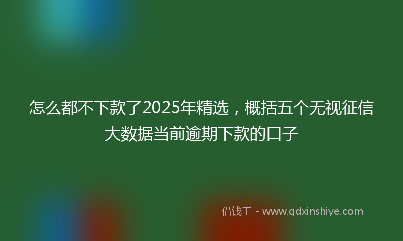 怎么都不下款了2025年精选，概括五个无视征信大数据当前逾期下款的口子