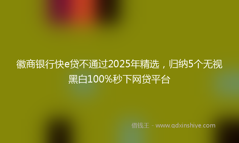 徽商银行快e贷不通过2025年精选，归纳5个无视黑白100%秒下网贷平台