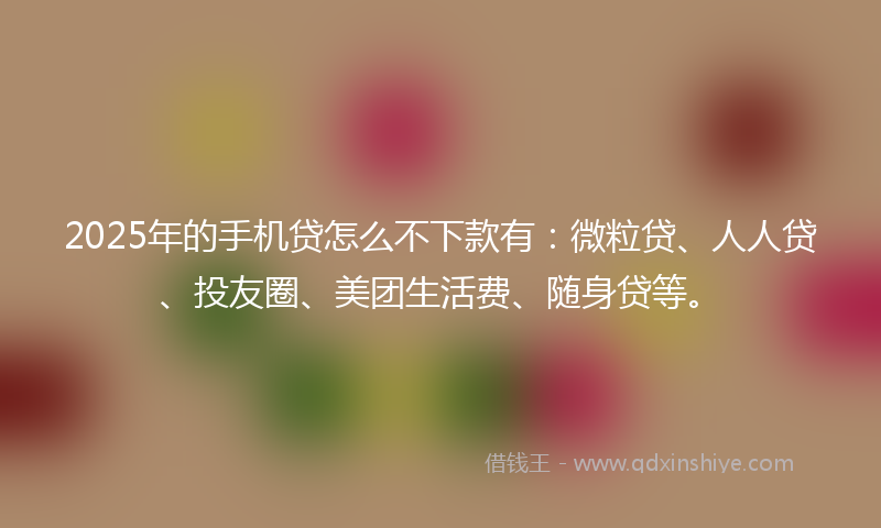2025年的手机贷怎么不下款有：微粒贷、人人贷、投友圈、美团生活费、随身贷等。