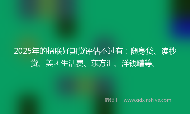 2025年的招联好期贷评估不过有：随身贷、读秒贷、美团生活费、东方汇、洋钱罐等。