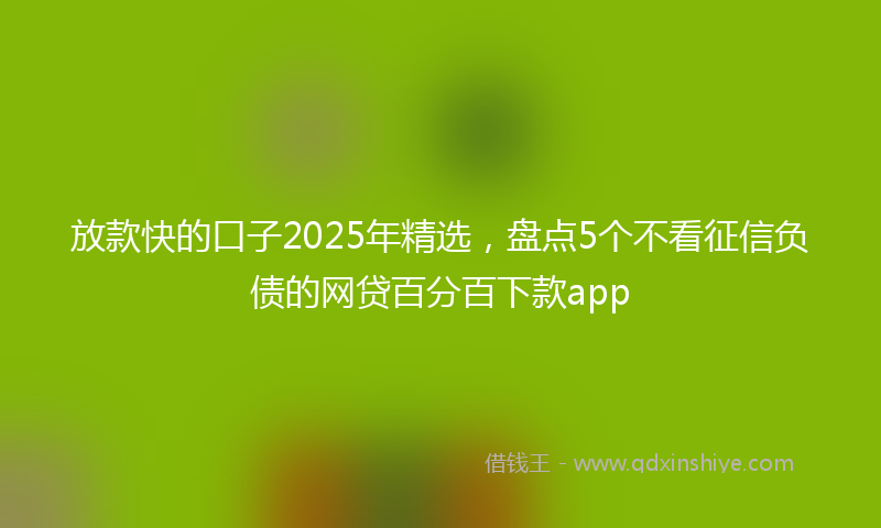 放款快的口子2025年精选，盘点5个不看征信负债的网贷百分百下款app