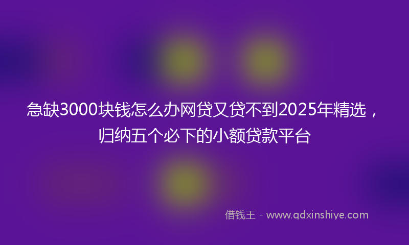 急缺3000块钱怎么办网贷又贷不到2025年精选，归纳五个必下的小额贷款平台