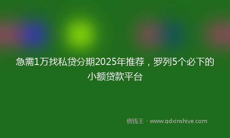 急需1万找私贷分期2025年推荐，罗列5个必下的小额贷款平台