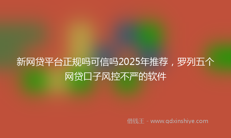 新网贷平台正规吗可信吗2025年推荐，罗列五个网贷口子风控不严的软件