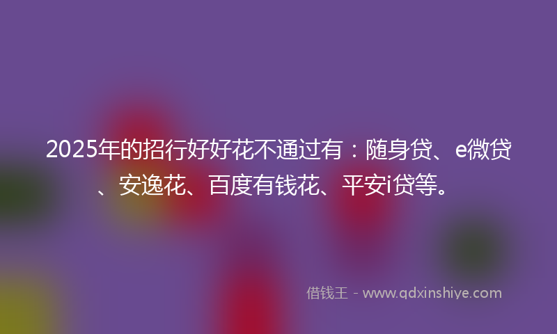 2025年的招行好好花不通过有：随身贷、e微贷、安逸花、百度有钱花、平安i贷等。